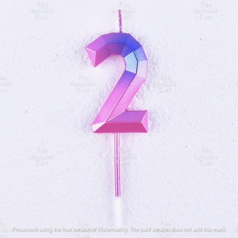 Ombre Creative 0-9 Gradient Number Candle Geometric Happy Birthday Party Candle