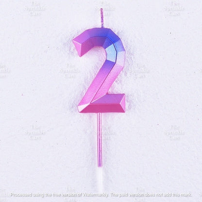 Ombre Creative 0-9 Gradient Number Candle Geometric Happy Birthday Party Candle