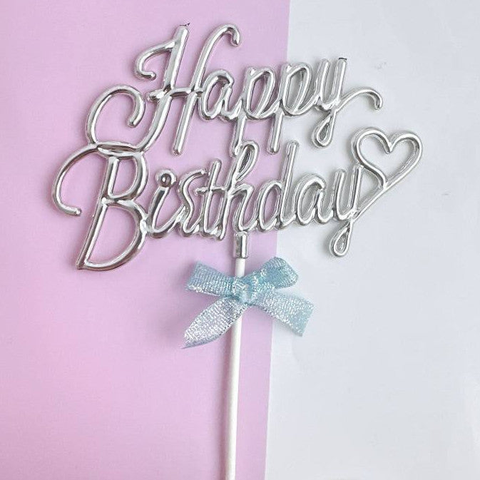 3D Happy Birthday with Bow Cake Topper Birthday Party Decoration TSC