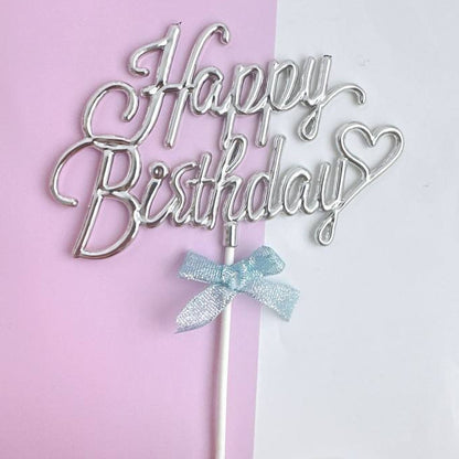 3D Happy Birthday with Bow Cake Topper Birthday Party Decoration TSC
