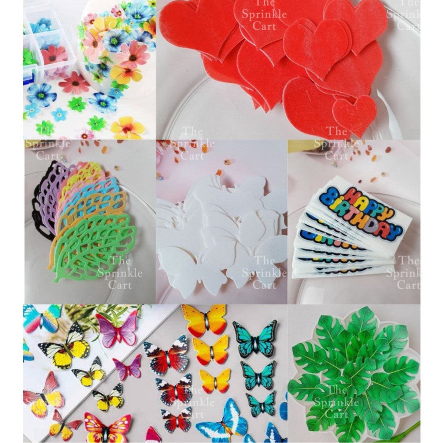 Snowflakes Butterfly Flower Leaf Wafer Cake Decoration TSC