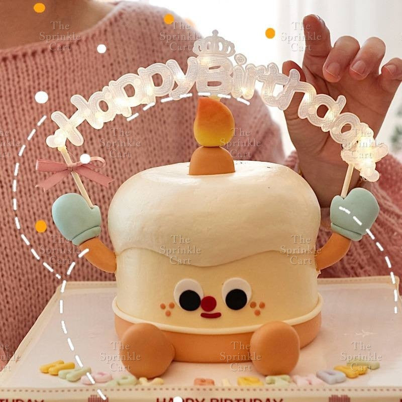 Happy Birthday LED Three Adjustable Light String Colorful Warm Lamp Cake Decoration TSC