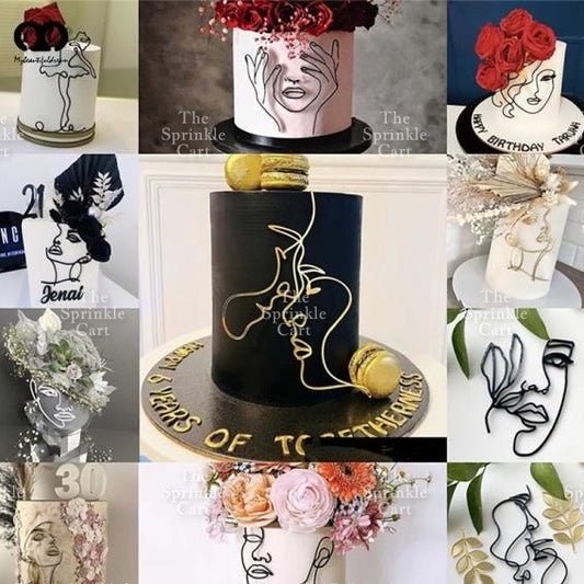 Minimalist Acrylic Flower / Face Girl Birthday Wedding Cake Decoration