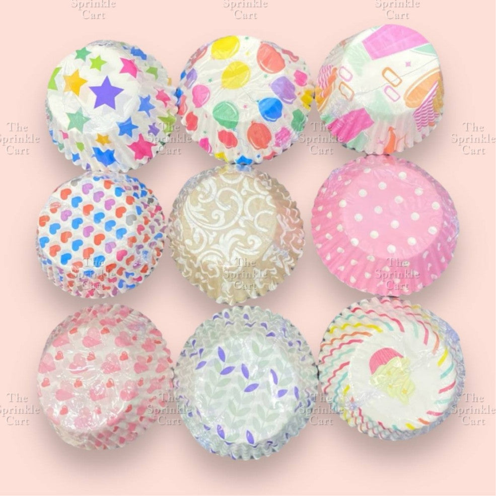 100pcs Cupcake Liner 3oz Muffin Paper Cups Colored and with Design Baking
