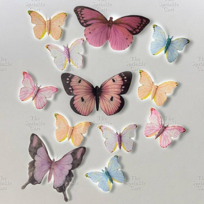 Waterproof Colorful Butterfly Topper Plastic Vinyl Cloth with Wire and Glue Dot DIY Decoration TSC