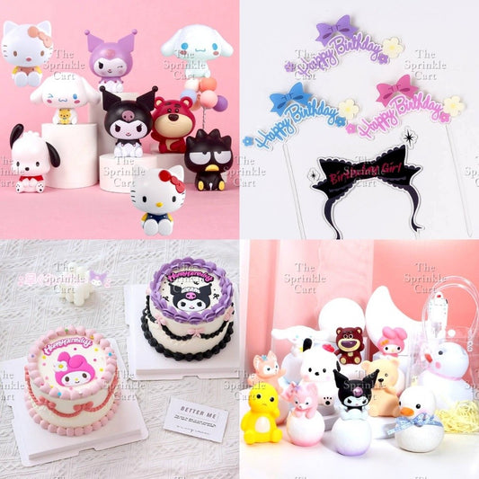 Sanlio Character Toy Cake Topper Souvenir DIY Kulomi Milody Cinnamonrol Decoration TSC