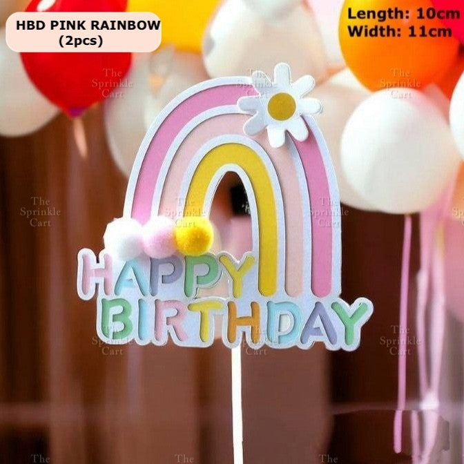 Happy Birthday Cake Topper Rainbow Cloud Colorful Cute Birthday Topper