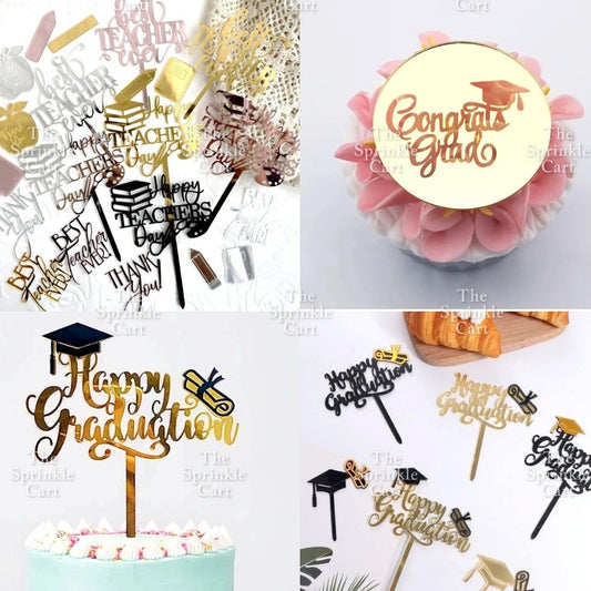 Happy Teachers Day Graduation Cake Topper Congrats Acrylic Embosser TSC