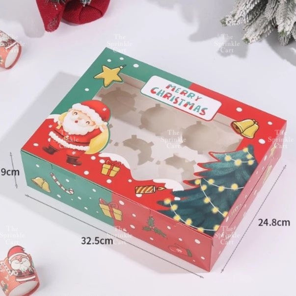 Christmas Cupcake Box and Liner for Baking Cupcake Dessert DIY Christmas Theme Decoration TSC