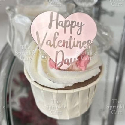 5pcs Acrylic Cupcake Topper Happy Birthday Merry CMAS Mother’s Day Round Cake Decoration