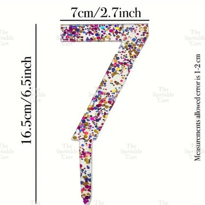 Acrylic Number Cake Topper Glitter Crown Diamond Happy Birthday Number Cupcake Topper