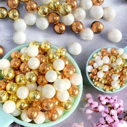 Edible Sprinkle Dragees Luxe Series Metallic Gold Rosegold Matte Pastel 50grams Decoration