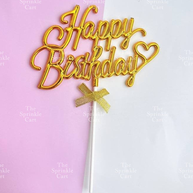 3D Happy Birthday with Bow Cake Topper Birthday Party Decoration TSC