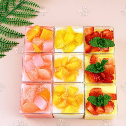 10pcs Transparent Dessert Cups Round Square Dessert Plastic Container Cake Mousse Fruits Packaging