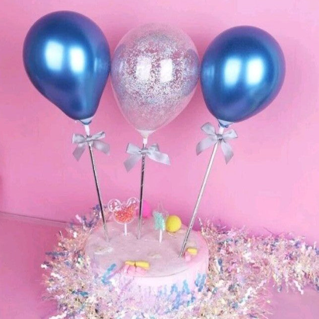3pcs set Balloon Cake Topper Metallic Confetti Cake Decoration for Birthday Party TSC