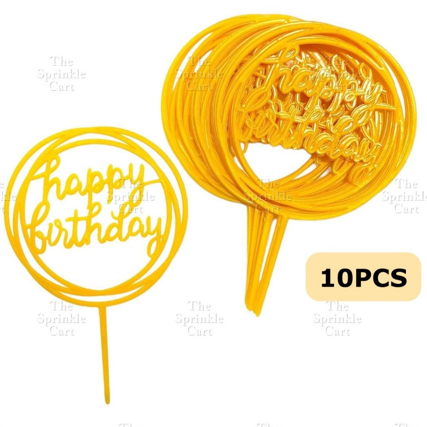 10pcs Happy Birthday Cake Topper for Celebration decoration Plastic