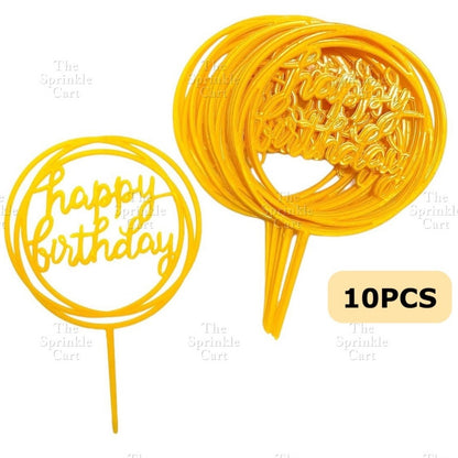 10pcs Happy Birthday Cake Topper for Celebration decoration Plastic