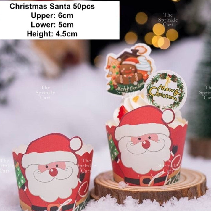 Christmas Cupcake Box and Liner for Baking Cupcake Dessert DIY Christmas Theme Decoration TSC