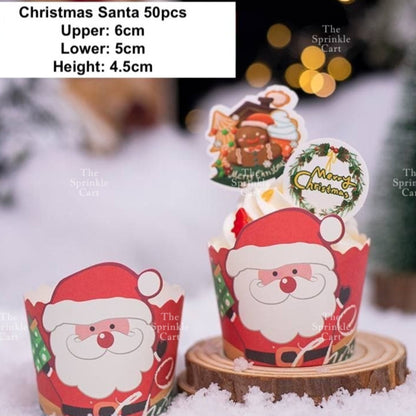 Christmas Cupcake Box and Liner for Baking Cupcake Dessert DIY Christmas Theme Decoration TSC