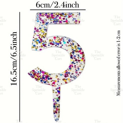 Acrylic Number Cake Topper Glitter Crown Diamond Happy Birthday Number Cupcake Topper