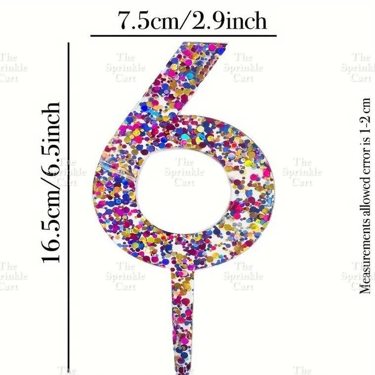 Acrylic Number Cake Topper Glitter Crown Diamond Happy Birthday Number Cupcake Topper