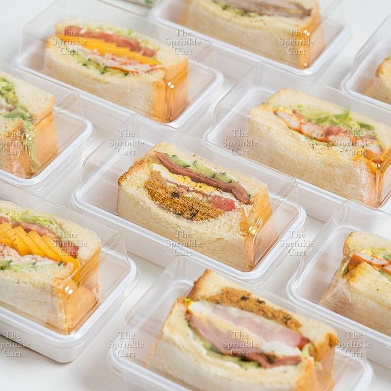 10pcs White Rectangular Sandwich Box Transparent LID Pastry Dessert Cake Packaging TSC
