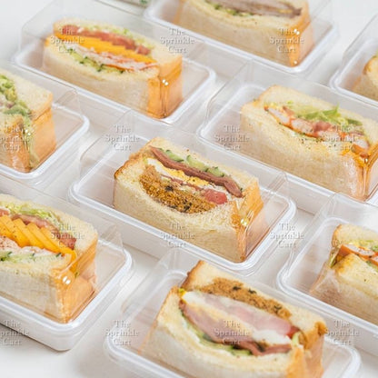 10pcs White Rectangular Sandwich Box Transparent LID Pastry Dessert Cake Packaging TSC