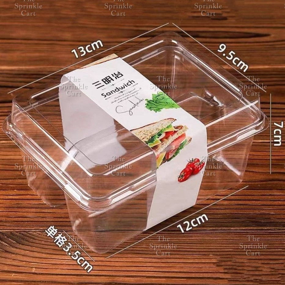 10pcs Disposable Kraft Dessert Box Packaging Square Rectangle Take Out Meal Cake Box Clear Lid TSC