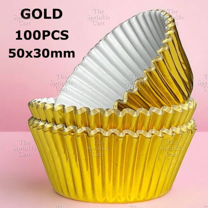 100pcs Metallic Foil Cupcake Liners 3oz Aluminum Greaseproof Muffin Liner