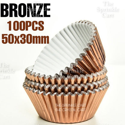 100pcs Metallic Foil Cupcake Liners 3oz Aluminum Greaseproof Muffin Liner