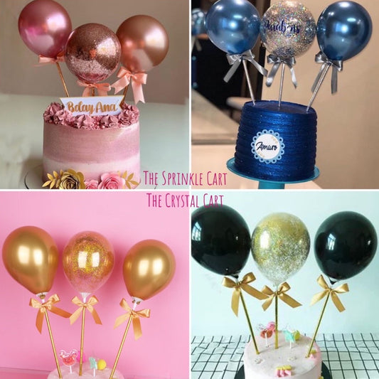 3pcs set Balloon Cake Topper Metallic Confetti Cake Decoration for Birthday Party TSC