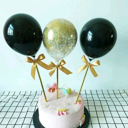 3pcs set Balloon Cake Topper Metallic Confetti Cake Decoration for Birthday Party TSC