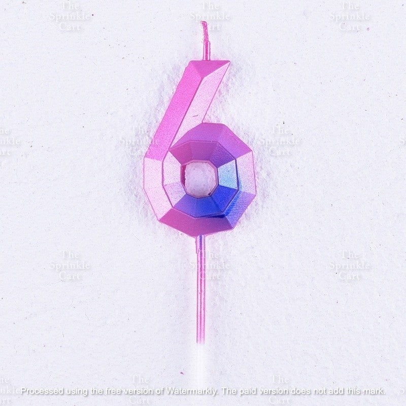 Ombre Creative 0-9 Gradient Number Candle Geometric Happy Birthday Party Candle