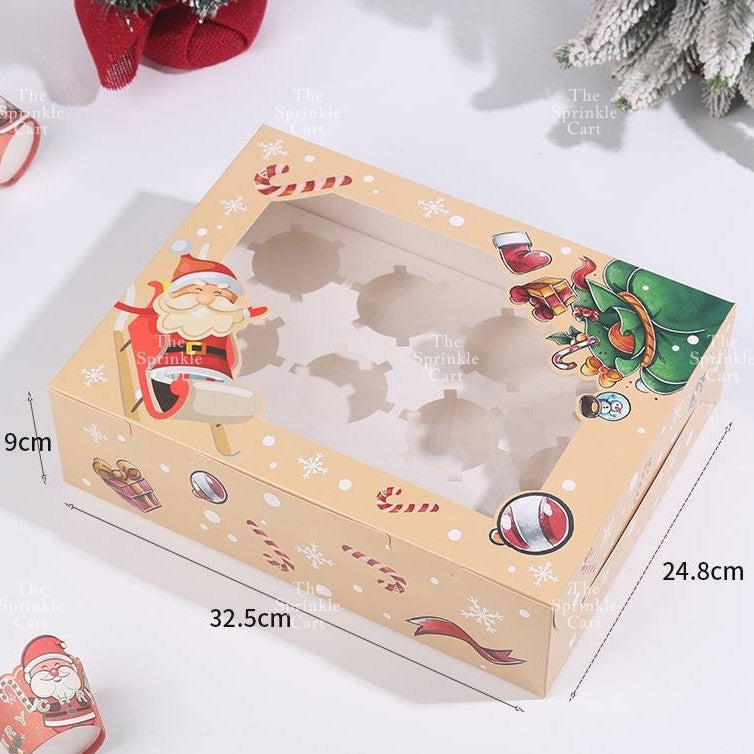 Christmas Cupcake Box and Liner for Baking Cupcake Dessert DIY Christmas Theme Decoration TSC