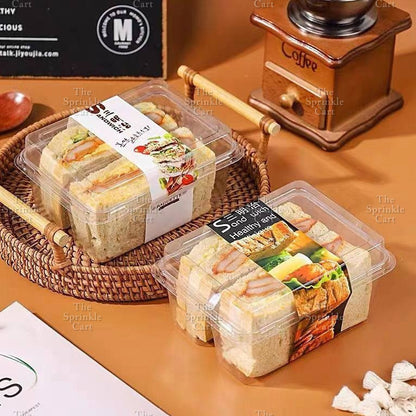 Transparent Sandwich Compartment with Lid Disposable Pastry Box Packaging TSC