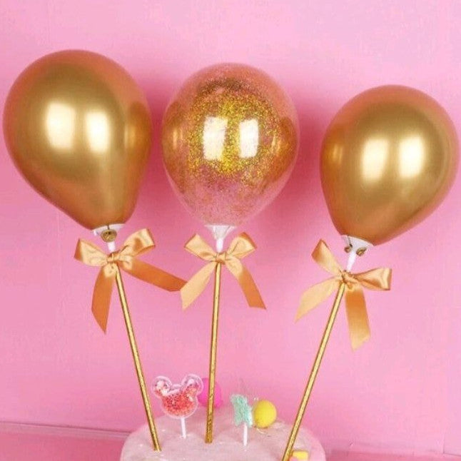3pcs set Balloon Cake Topper Metallic Confetti Cake Decoration for Birthday Party TSC