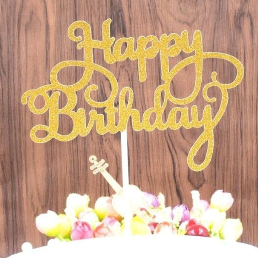 Glitter Paper Happy Birthday Love Cake Topper Party Supplies  Decor TSC