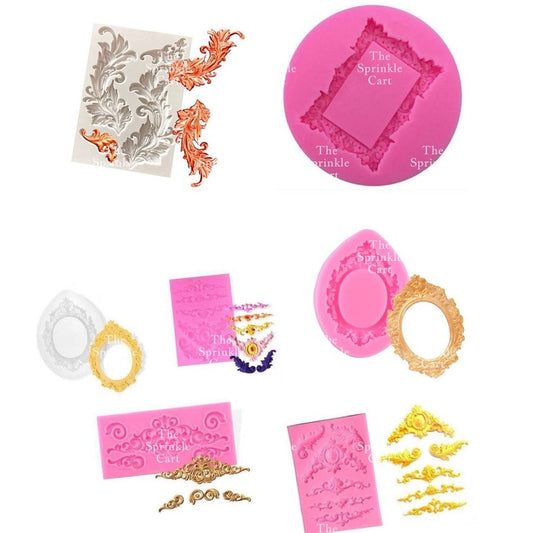 Baroque Silicone Fondant Molder Retro Vintage Cake Flower Frame Paste DIY Cake Mould Decoration