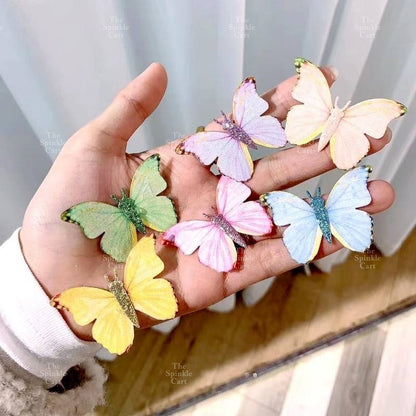 Waterproof Colorful Butterfly Topper Plastic Vinyl Cloth with Wire and Glue Dot DIY Decoration TSC