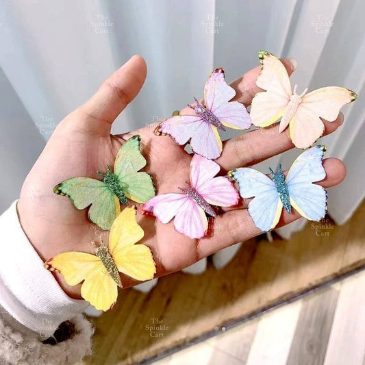 Colorful Butterfly Topper Plastic Vinyl Cloth with Wire and Glue Dot DIY Decoration TSC