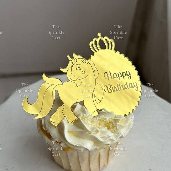 5pcs Acrylic Cupcake Topper Happy Birthday Merry CMAS Mother’s Day Round Cake Decoration