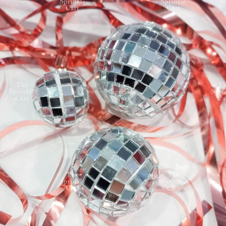Shiny Mirror Disco Ball Cake Topper & Christmas Tree Decoration DIY Party Supplies TSC