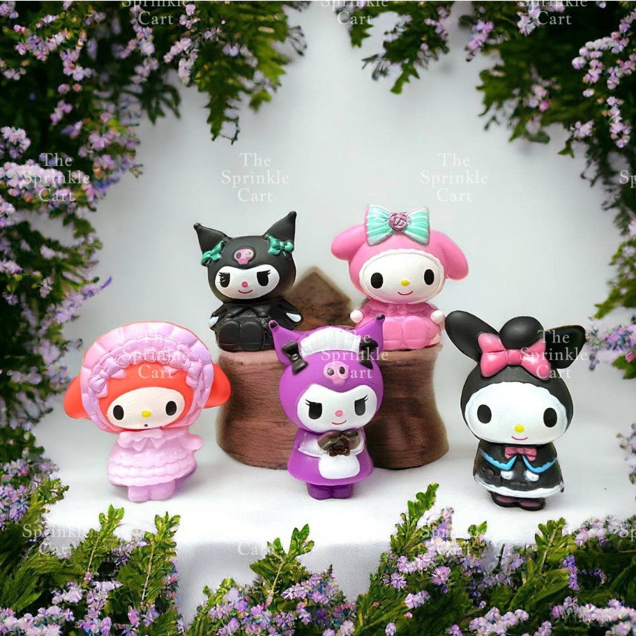 Sanlio Character Toys Set Cake Topper Cinnamonrol Kulomi Milody Decors TSC