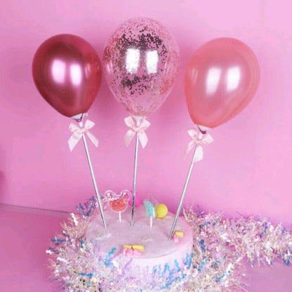 3pcs set Balloon Cake Topper Metallic Confetti Cake Decoration for Birthday Party TSC