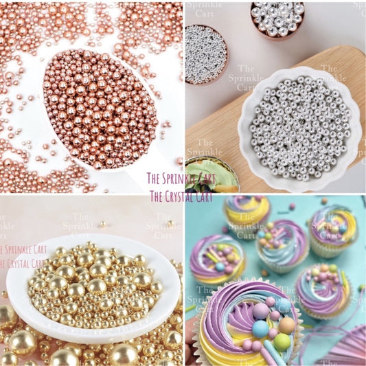 Edible Sprinkle Dragees Luxe Series Metallic Gold Rosegold Matte Pastel 50grams Decoration