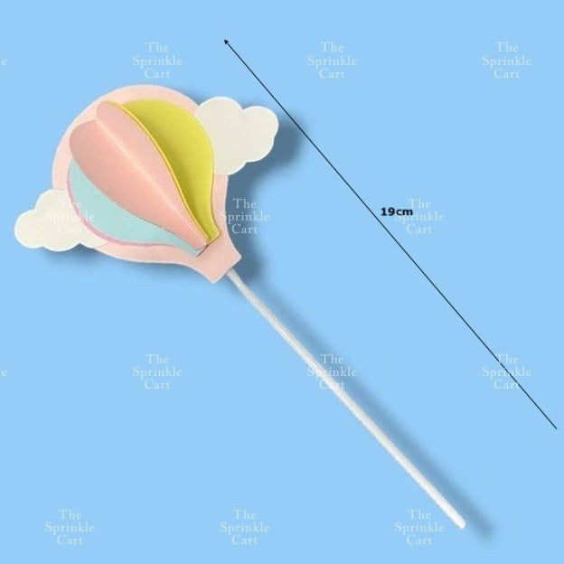 Hot-Air Balloon Rainbow Emoji Cloud Cake Paper Topper  Birthday Party Decors