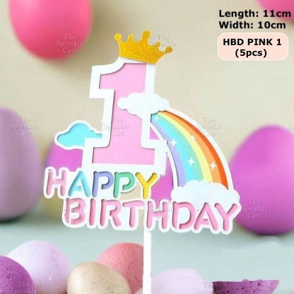 Happy Birthday Cake Topper Rainbow Cloud Colorful Cute Birthday Topper