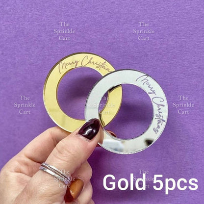 5pcs Acrylic Cupcake Topper Happy Birthday Merry CMAS Mother’s Day Round Cake Decoration