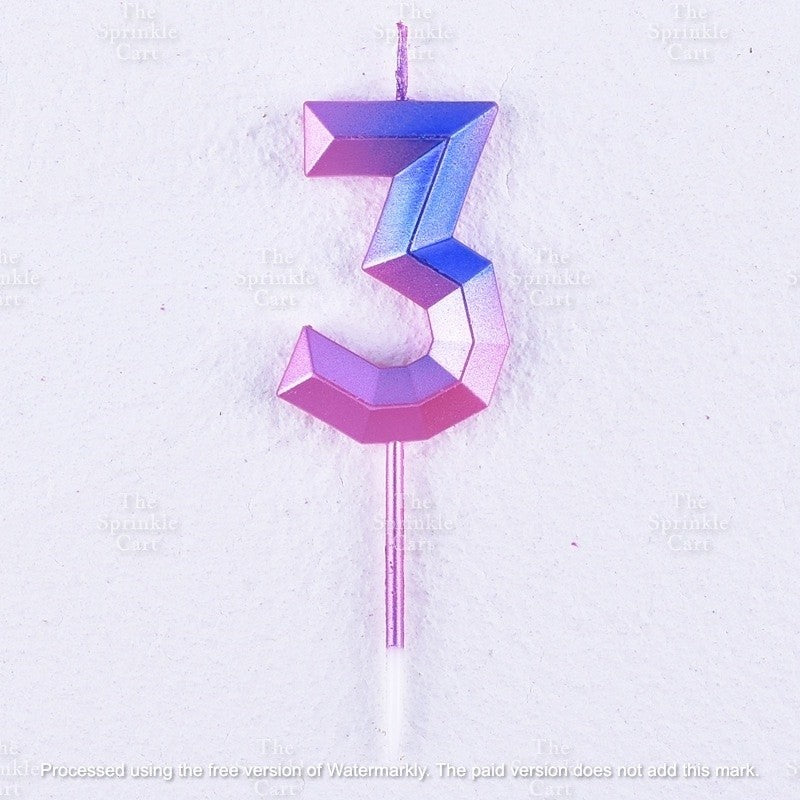 Ombre Creative 0-9 Gradient Number Candle Geometric Happy Birthday Party Candle