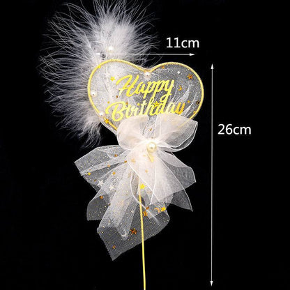 Happy Birthday Metal Cake Topper Heart Crown Moon Birthday Cake Topper TSC